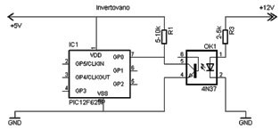 Invertovani ulaz signal od +12V se vidi kao log 0